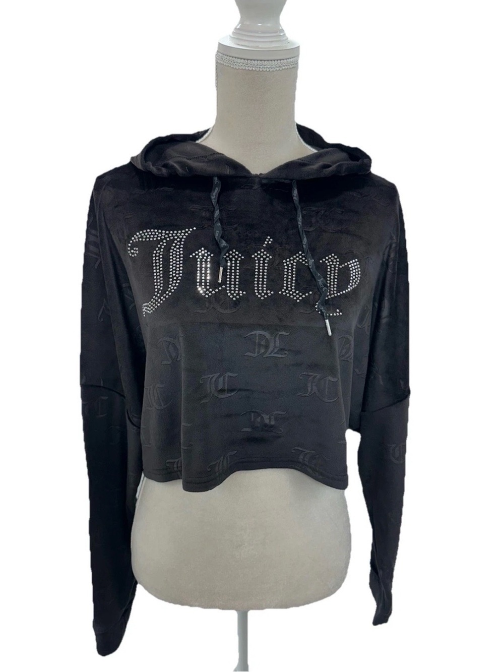 Juicy Couture Pink Satin Brand Tag on Charcoal Grey Sleepwear